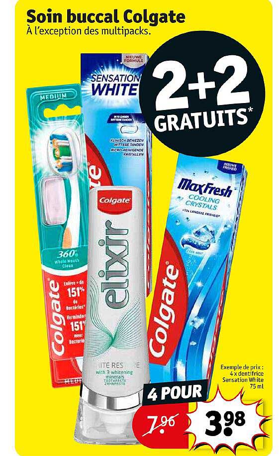Colgate Promo Promo Soin Bucal Colgate 4 X Dentifrice Sensation White 2+2 Gratuits ...