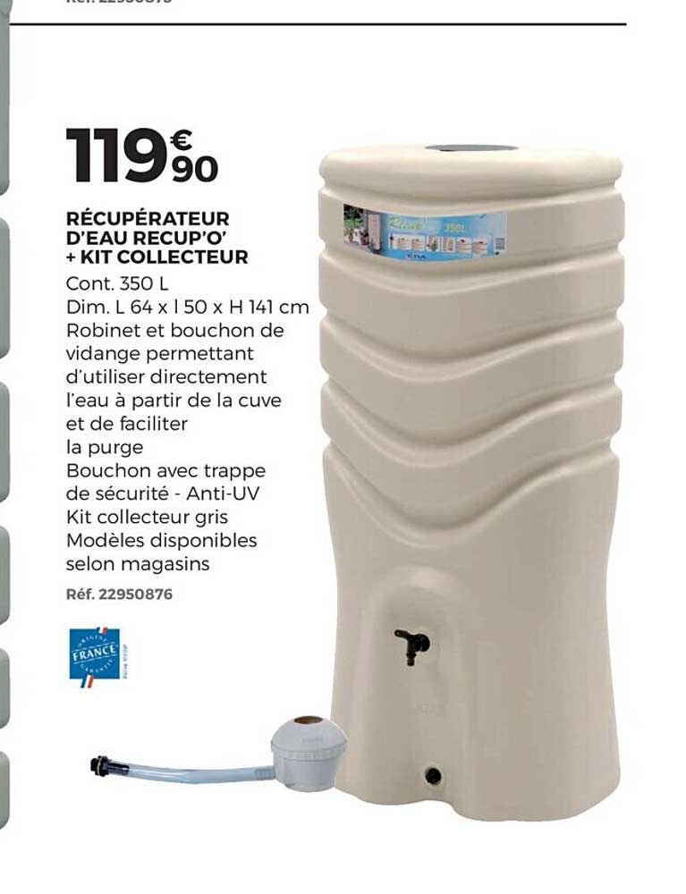 Brico Pro Récupérateur D'eau Recup'o' + Kit Collecteur