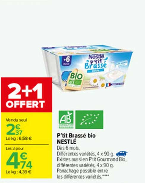 Offre P Tit Brasse Bio Nestle Chez Carrefour