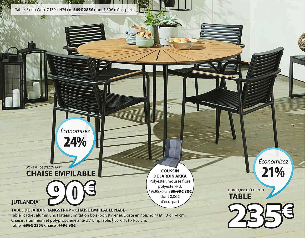 Promo Table De Jardin Ranstrup + Chaise Empilable Nabe Jutlandia chez