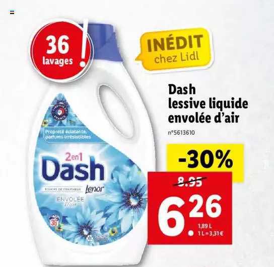 Dash - Lessive liquide 2en1 envolée d'air frais 24 lavages - Supermarchés  Match