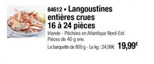 Thiriet Langoustines Entières Crues 16 à 24 Pièces