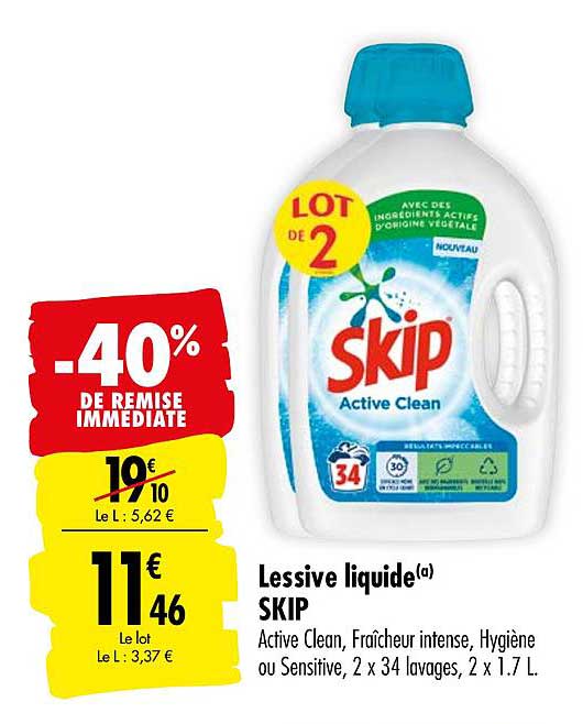 Lessive liquide active clean Skip - 1.7L