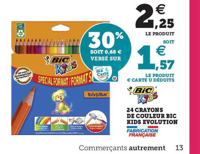 Promo 24 Crayons De Couleur Bic Kids évolution chez Super U iCatalogue.fr