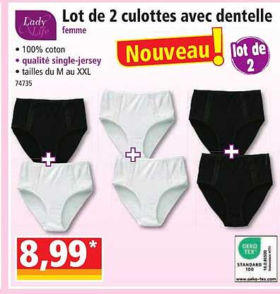 Promo Lady Life Lot De 2 Culottes Avec Dentelle chez Norma - iCatalogue.fr