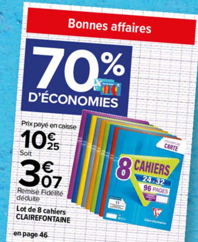 Promo Clairefontaine lot de 5 cahiers chez Carrefour Market