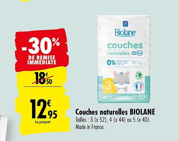 Promo Couches naturelles BIOLANE chez Carrefour
