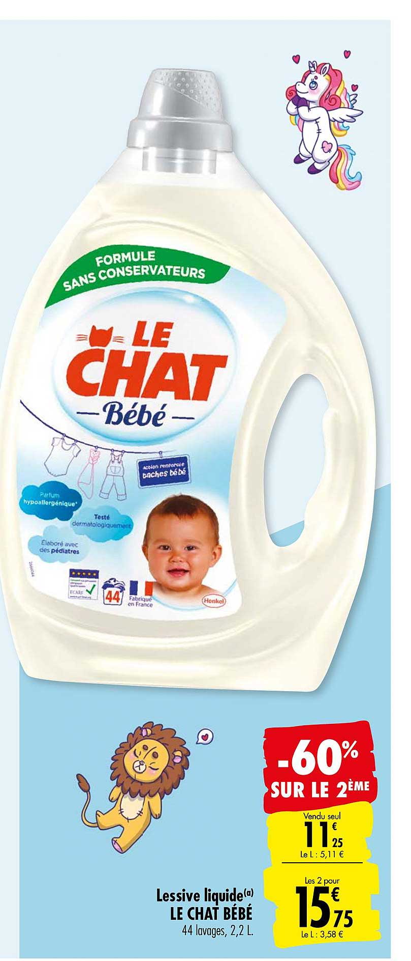 LOT DE 4 - LE CHAT - Bébé Lessive liquide bébé hypoallergénique