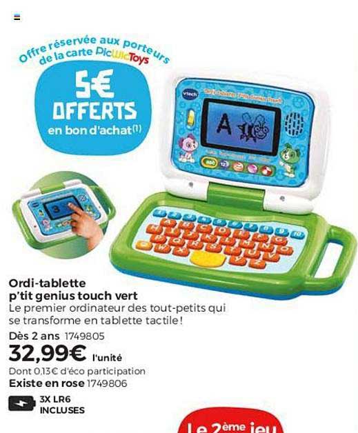 Promo Ordi Tablette P'tit Genius Touch Vert chez PicWicToys