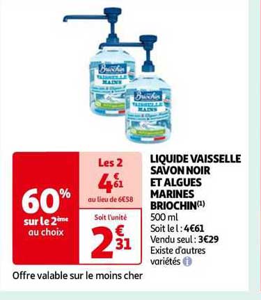 Promo Liquide vaisselle et main au savon noir briochin chez Auchan