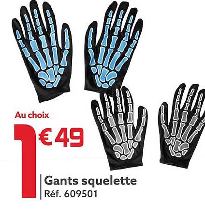 Gants Squelette Blanc - Accessoire Déguisement Halloween Ou Fête, 22,9 Cm