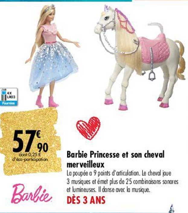 Barbie - Princesse Barbie et son Cheval Merveilleux - Poupée