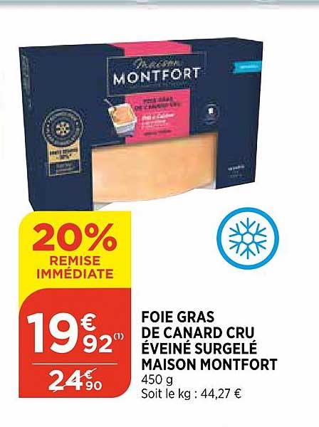 Foie gras de canard cru Extra surgelé - Maison Montfort - Poids