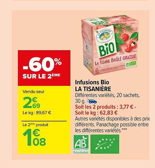 Carrefour Market Infusions Bio La Tisanière