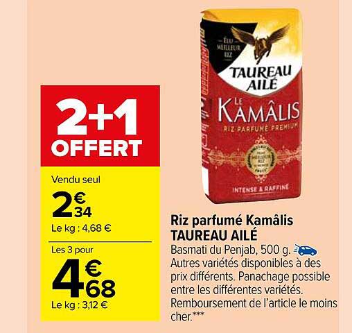 Carrefour Market Riz Parfumé Kamâlis Taureau Ailé