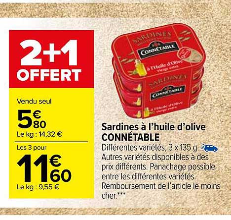 Carrefour Market Sardines à L'huile D'olive Connétable