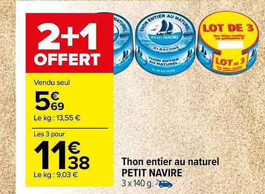 Carrefour Market Thon Entier Au Naturel Petit Navire