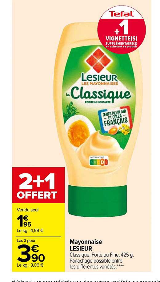 Promo Mayonnaise Lesieur 2+1 Offert chez Carrefour - iCatalogue.fr
