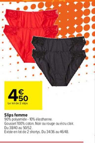 Promo Slips Femme chez Carrefour - iCatalogue.fr