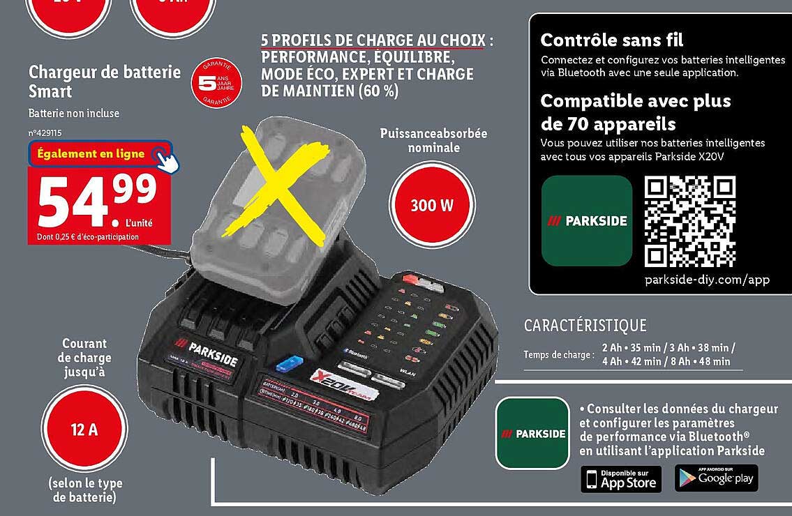 Promo Chargeur De Batterie Smart Parkside chez Lidl iCatalogue.fr