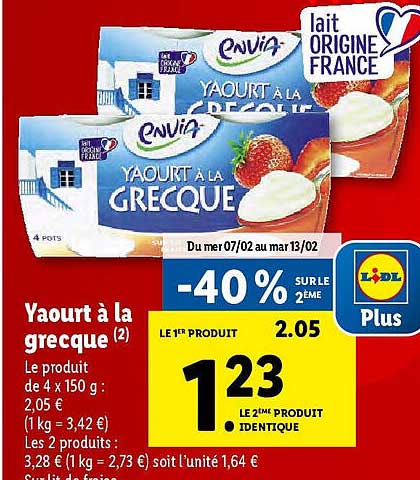 Promo Yaourt à La Grecque Envia Chez Lidl - ICatalogue.fr