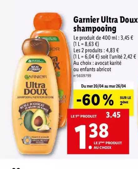 Promo Garnier Ultra Doux Shampooing chez Lidl - iCatalogue.fr