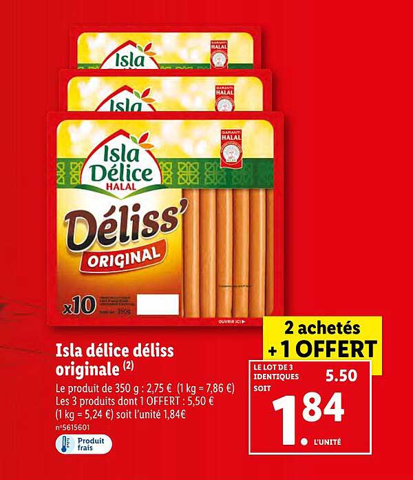 Promo Isla Délice Déliss Originale chez Lidl iCatalogue.fr