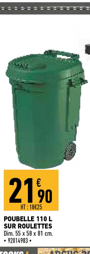 Marron Wellhome WH0110 Poubelle 110 l avec Couvercle Idéal pour Le Recyclage des déchets organiques avec roulettes Plastique 