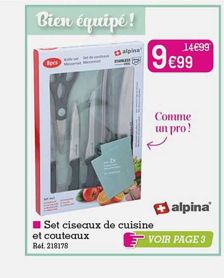 KANDY Set Ciseaux De Cuisine Et Couteaux Alpina