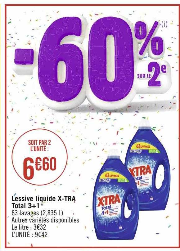 Promo Lessive liquide X-TRA Total 4+1 chez Géant Casino