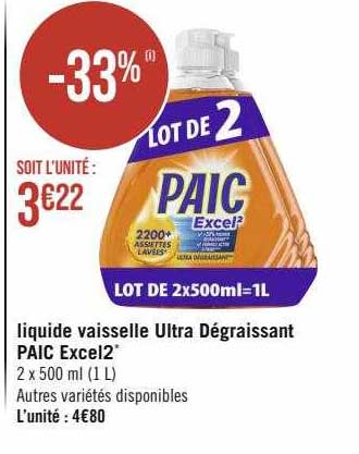 Promo PAIC Liquide vaisselle Action Fraîcheur Agrumes chez Casino