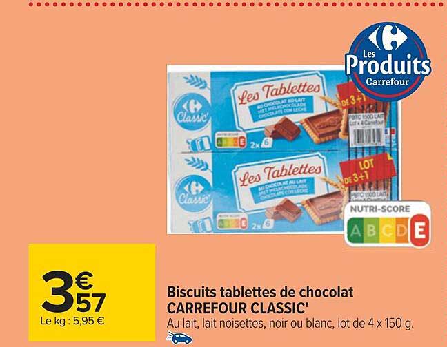 Promo Biscuits Tablettes De Chocolat Carrefour Classic Chez Carrefour 