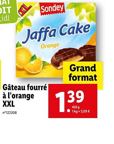 Offre Gateau Fourre A L Orange Xxl Jaffa Cake Sondey Chez Lidl