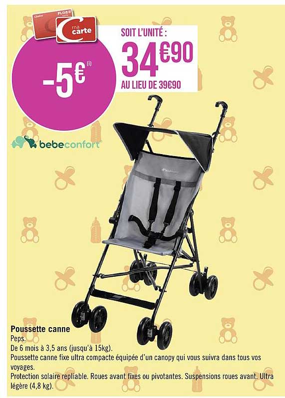 Promo Poussette canne ultra compacte bébé confort chez Casino Supermarchés