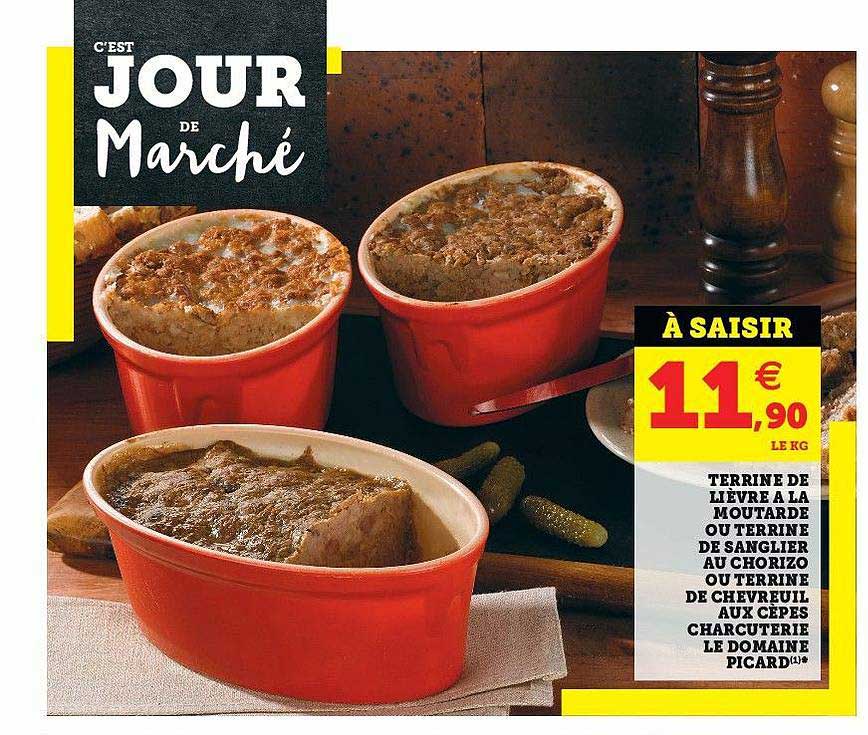 Promo Terrine De Lièvre à La Moutarde Ou Terrine De Sanglier Au Chorizo Ou Terrine De Chevreuil
