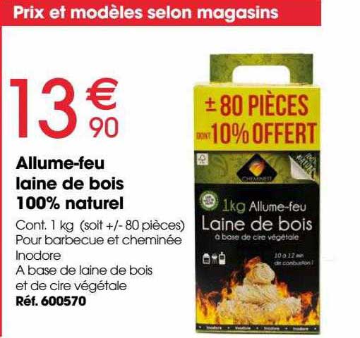 Lot De 100 Allume-feu Cubes Bois + Cire - Durée 8 Min, Pour Barbecue, Cheminée, Charbon