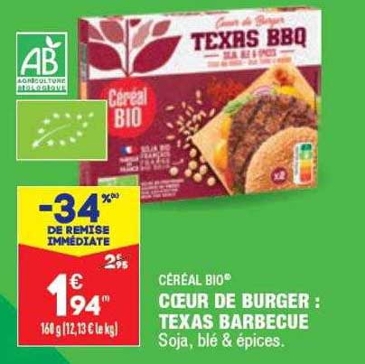 Aldi Coeur De Burger : Texas Barbecue Céréal Bio