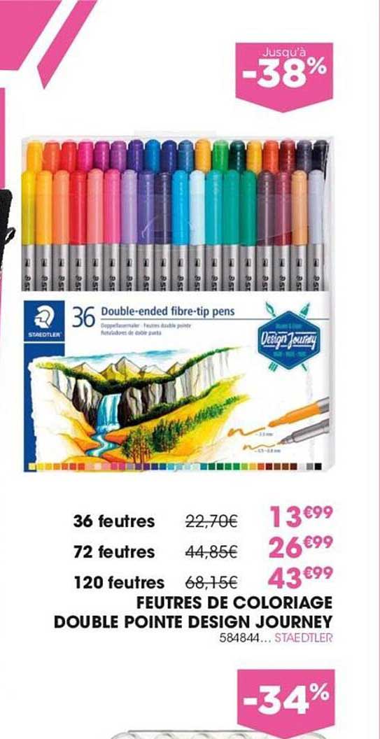 Stylos De Coloriage STAEDTLER Double Pointe - Lot De 12 Couleurs, Pointes 0,5 Mm & 3,0 Mm, Idéal Croquis & Lettrage