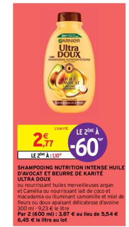 Promo Shampooing Nutrition Intense Huile D avocat Et Beurre De Karit 