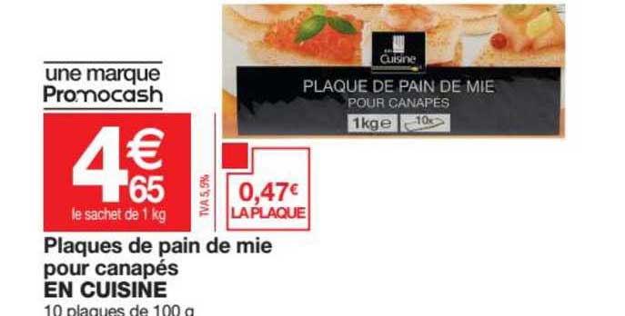 La Mie De Pain Offre D Emploi Offre Plaques De Pain De Mie Pour Canapés En Cuisine chez Promocash
