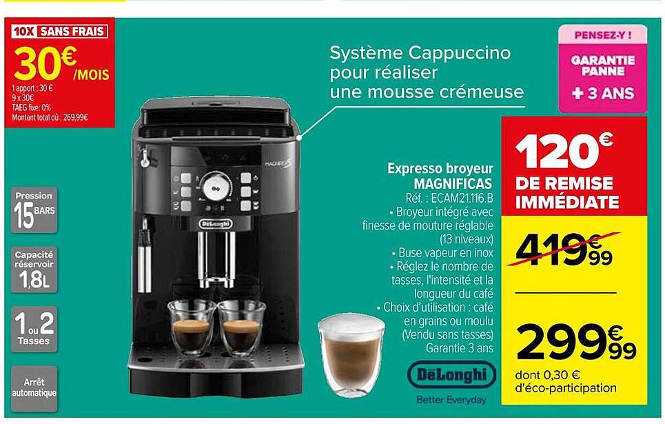 Promo Expresso Broyeur Magnificas DëLonghi chez Carrefour iCatalogue.fr