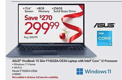 Offre Asus Vivobook 15 Slim F1502za-os34 Laptop With Intel Core I3  Processor chez Office Depot