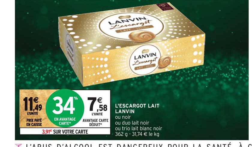 Chocolat L'escargot lait LANVIN NESTLE : la boite de 362g à Prix Carrefour