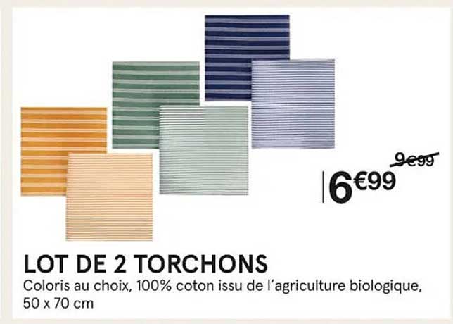 Lot de 2 torchons vichy multicolore 50x70cm