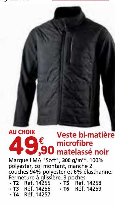 Offre Veste Bi-mati?�re Microfibre Matelass?� Noir chez Provence Outillage