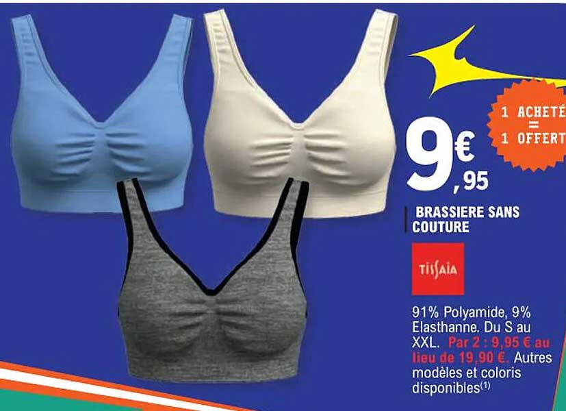Promo Brassière Sans Couture Tissaia chez E.Leclerc iCatalogue.fr