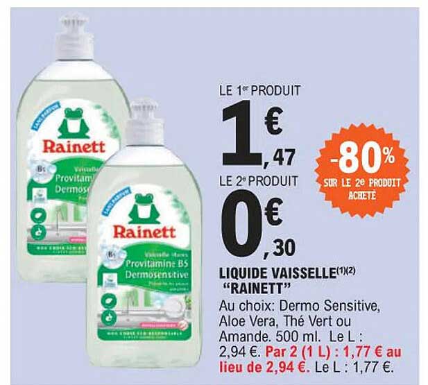 Promo Liquide Vaisselle Rainett Chez E Leclerc Icatalogue Fr