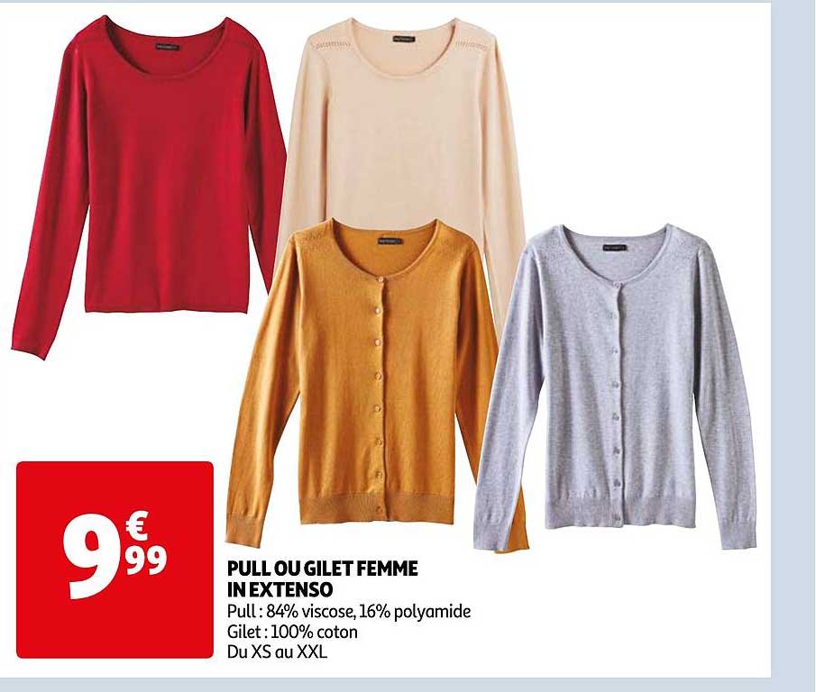Promo Pull Ou Gilet Femme In Extenso chez Auchan - iCatalogue.fr