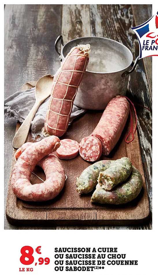 Promo Saucisson à Cuire Ou Saucisse Au Chou Ou Saucisse De Norvège Ou