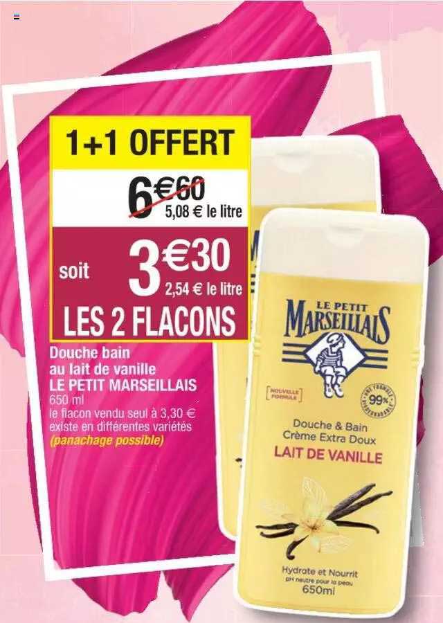 Offre Douche Bain Au Lait De Vanille Le Petit Marseillais Chez Cora